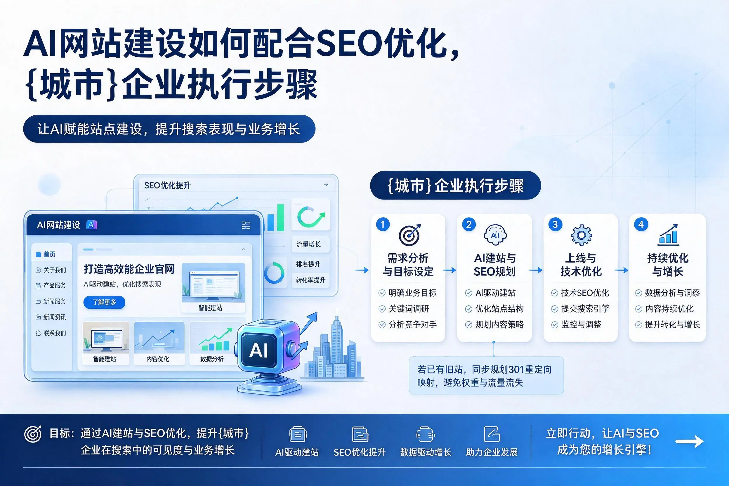 AI网站建设如何配合SEO优化，十堰企业执行步骤