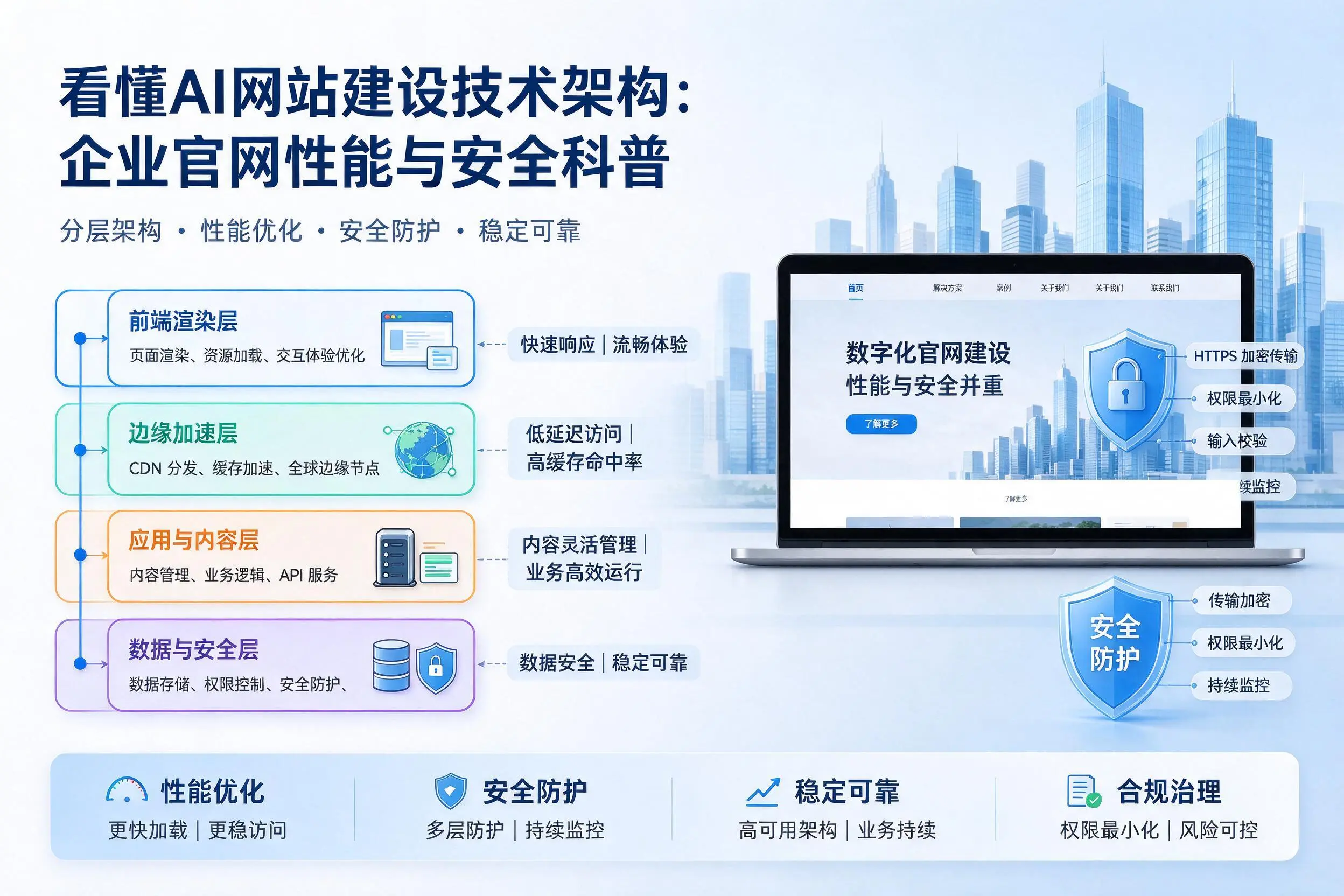 看懂AI网站建设技术架构:十堰企业官网性能与安全科普