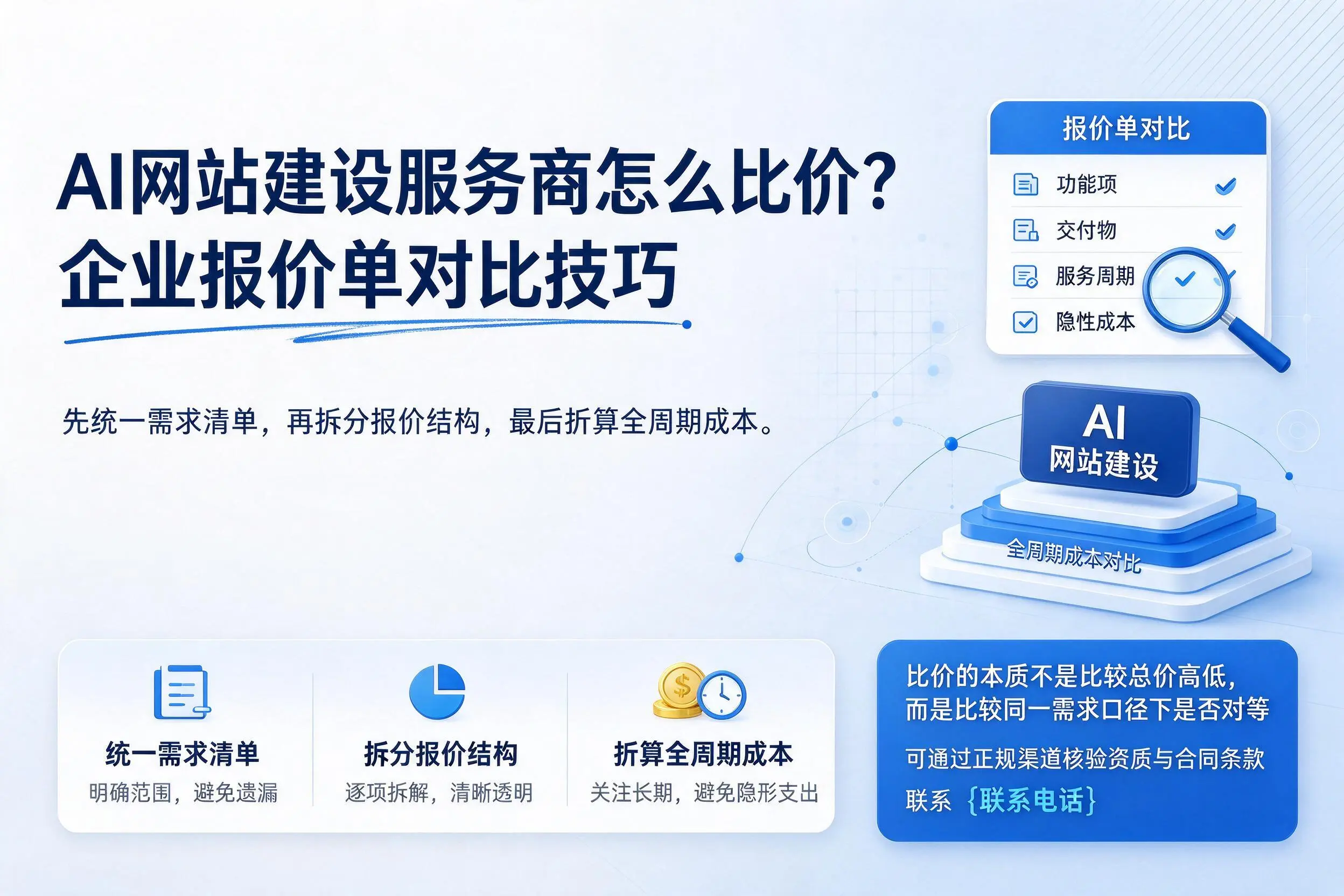 AI网站建设服务商怎么比价？十堰企业报价单对比技巧