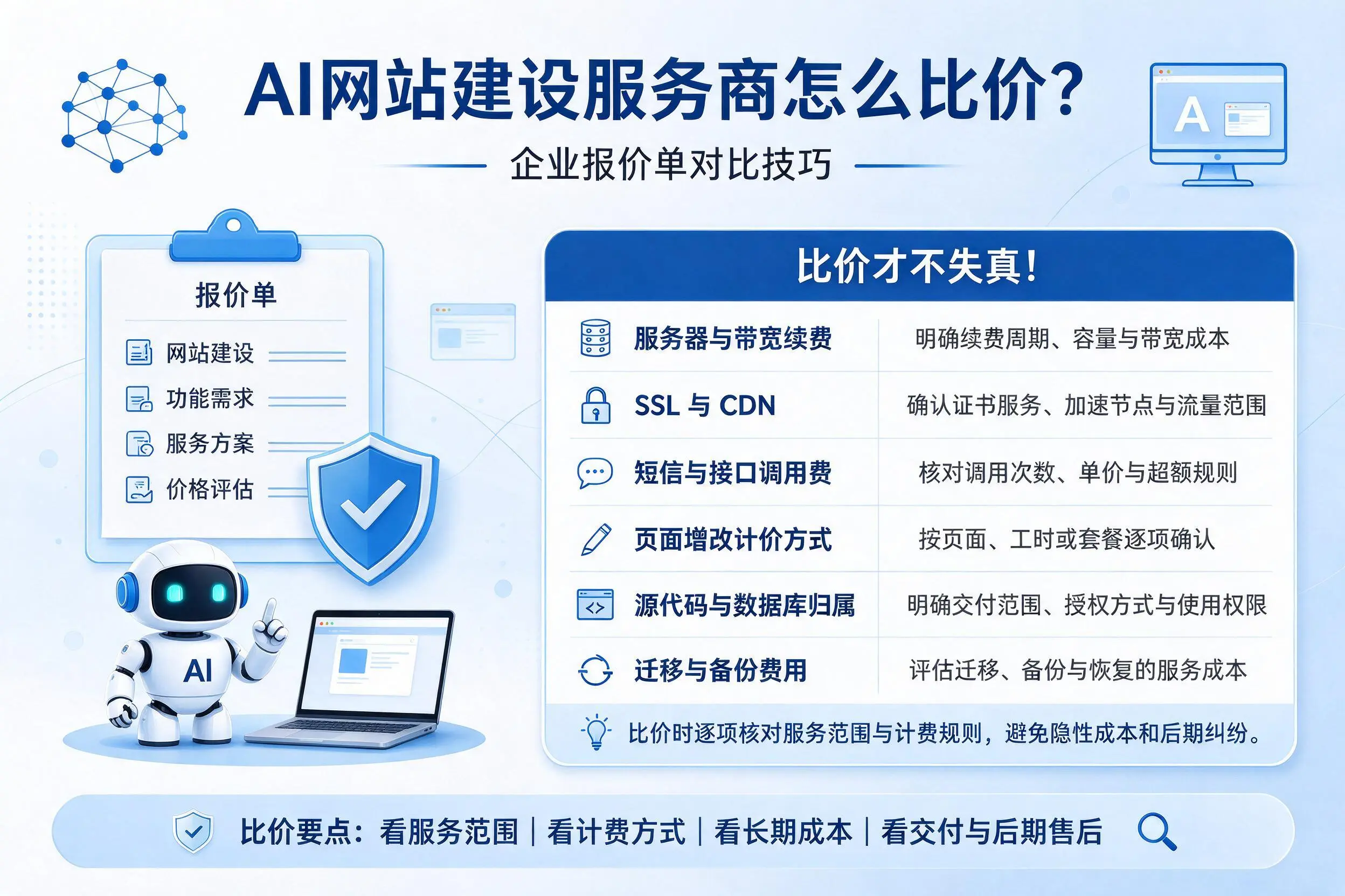 AI网站建设服务商怎么比价？十堰企业报价单对比技巧